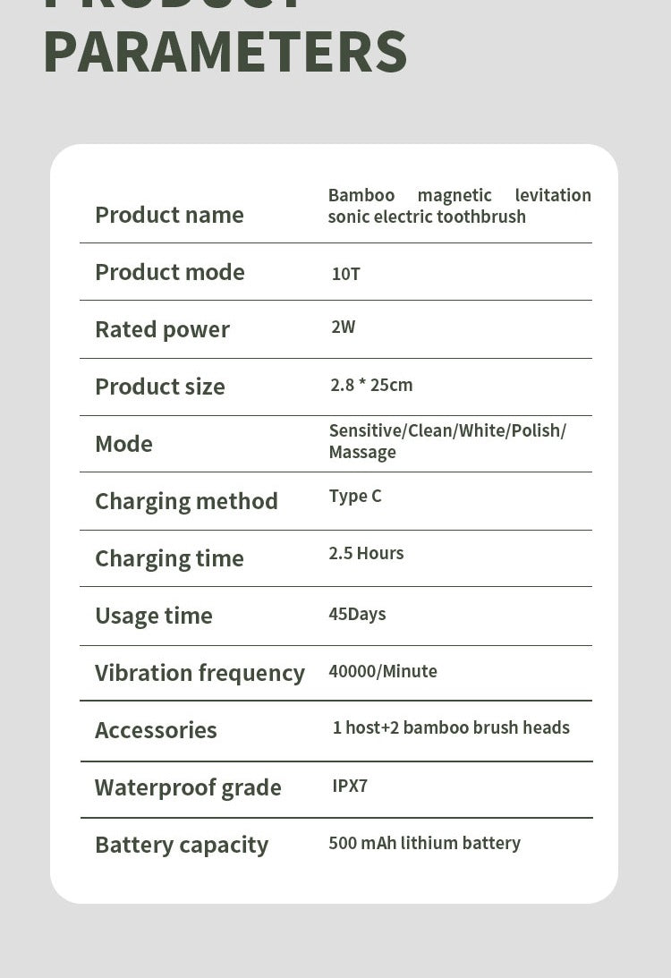 Eco-Sonic Electric Toothbrush – Bamboo Brush Head & Castor Oil Soft Bristles, IPX7 Waterproof for Superior Oral Care – Perfect Gift for a Healthier Smile