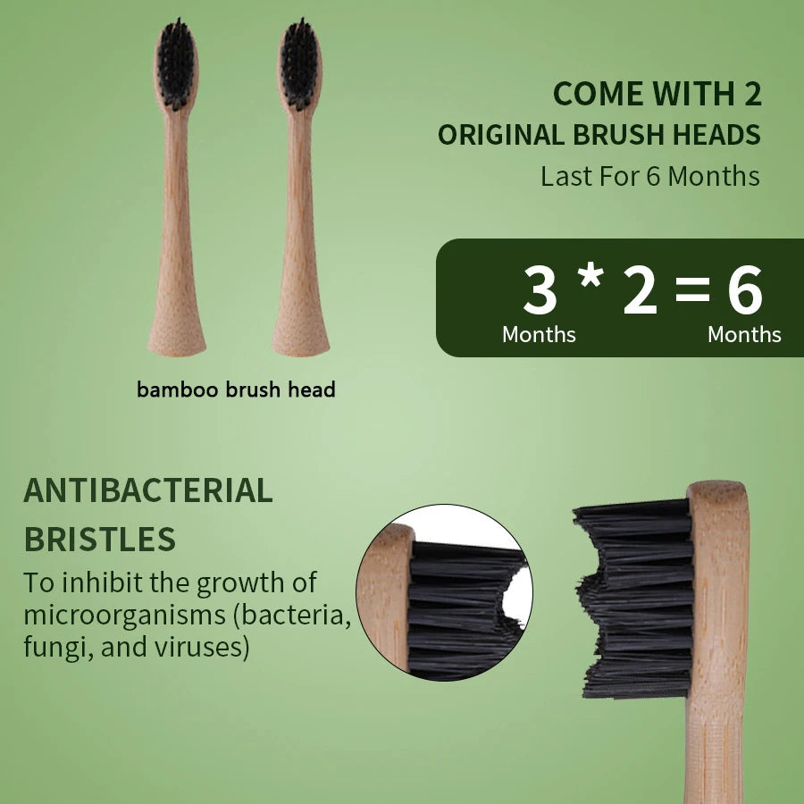 Eco-Sonic Electric Toothbrush – Bamboo Brush Head & Castor Oil Soft Bristles, IPX7 Waterproof for Superior Oral Care – Perfect Gift for a Healthier Smile