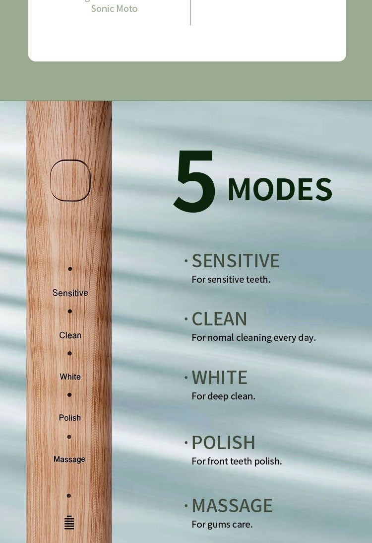 Eco-Sonic Electric Toothbrush – Bamboo Brush Head & Castor Oil Soft Bristles, IPX7 Waterproof for Superior Oral Care – Perfect Gift for a Healthier Smile