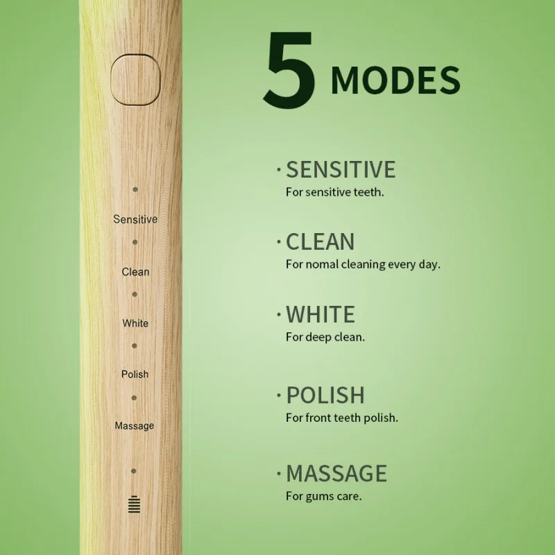 Eco-Sonic Electric Toothbrush – Bamboo Brush Head & Castor Oil Soft Bristles, IPX7 Waterproof for Superior Oral Care – Perfect Gift for a Healthier Smile