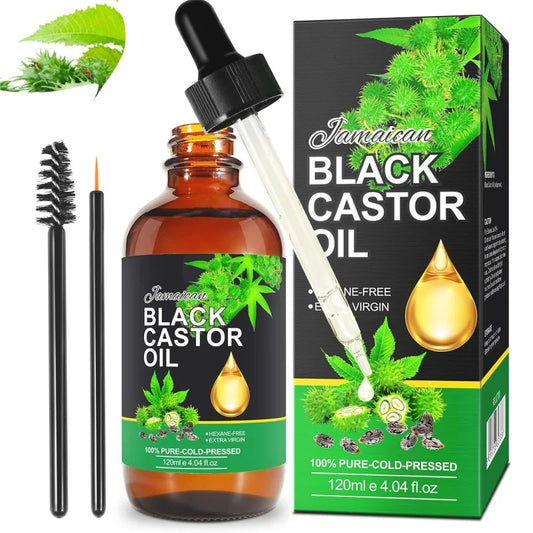 120ml Organic Castor Oil Serum - Accelerate Hair Growth for Eyelashes, Eyebrows & Hair, Prevent Skin Aging